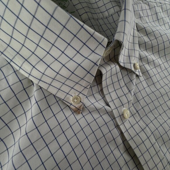 Brooks Brothers Milano Blue Check 16 35 Men Long Sleeve Button Up Shirt Cotton - Picture 9 of 16